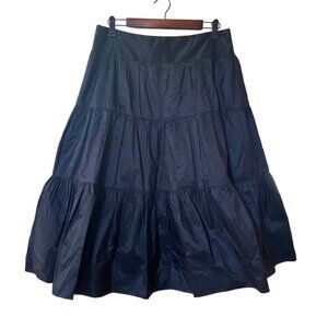Teri Jon Rickie Freeman Black Tiered Silk Skirt A Line Size 12